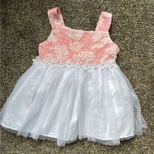 Pink and White Floral Lace Dress